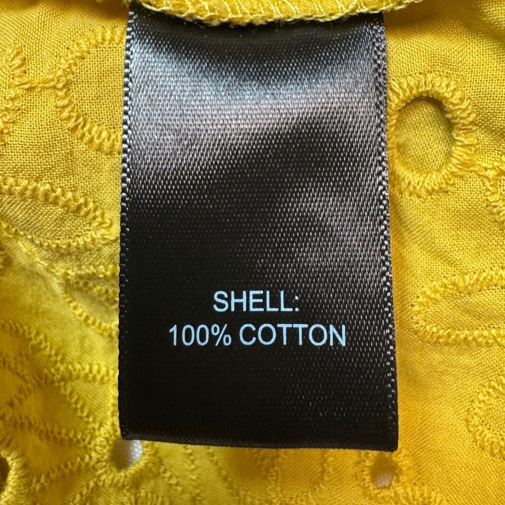 Cynthia Rowley Womens 2-Piece Eyelet Pant Set Size Medium Yellow Cotton Scallop - Picture 5 of 11